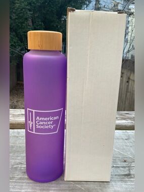 American Cancer Society Purple Water Bottle with Bamboo Lid
